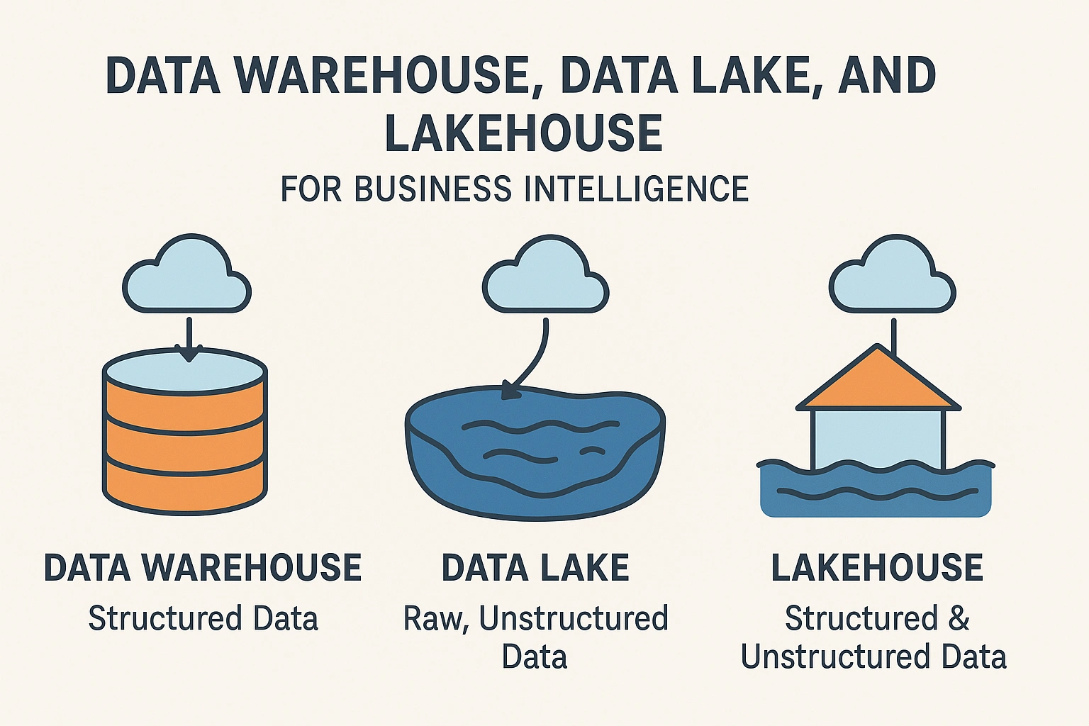 تفاوت 3معماری داده Data Warehouse و Data Lake و Lakehouse برای هوش تجاری