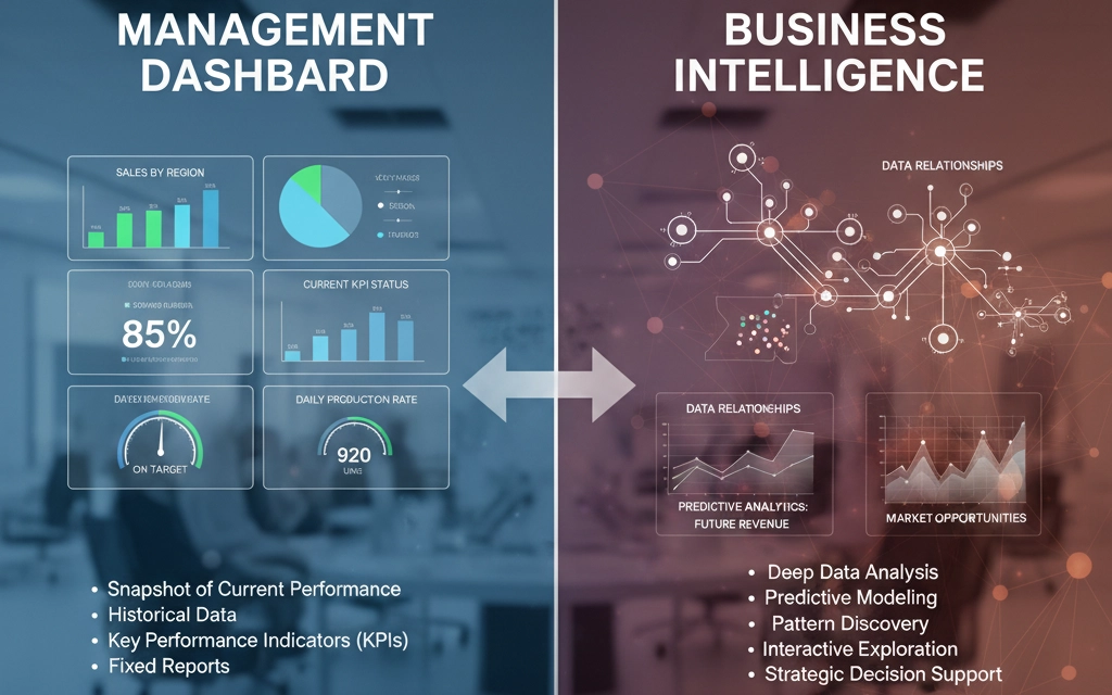 تفاوت داشبورد مدیریتی با هوش تجاری